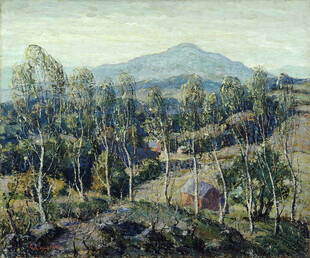 乡村山林风景油画
