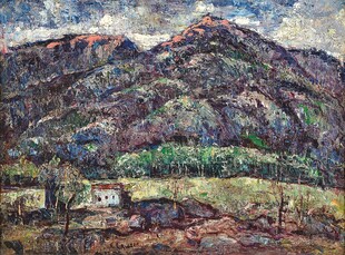 山间景致油画