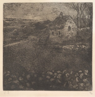 乡村风景素描画