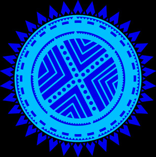 数码印花蓝色几何图案圆形装饰