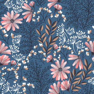 蓝色花卉图案背景纹理