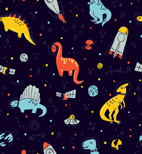 恐龙与太空元素卡通图案