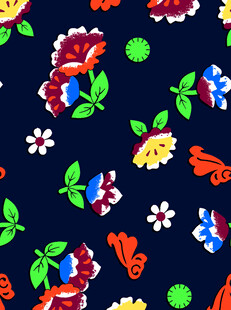 多彩花卉图案的深色背景