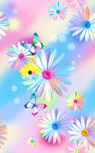 梦幻花卉与蝴蝶插画