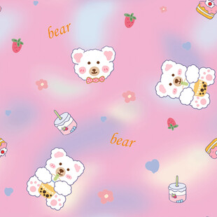 可爱小熊梦幻粉色背景图