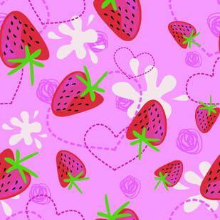 粉色草莓爱心图案背景