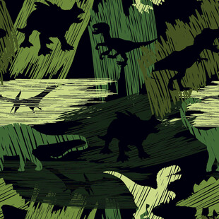 史前恐龙丛林场景插画