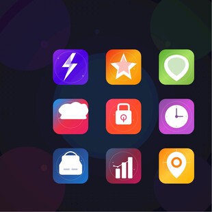 多彩扁平化手机应用图标集