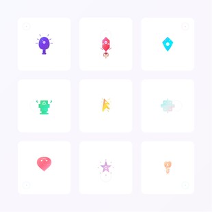 多彩可爱卡通图标集合