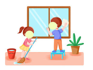 开心儿童擦玻璃