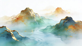 水墨山水  云雾缭绕美景