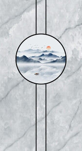 圆形山水装饰画