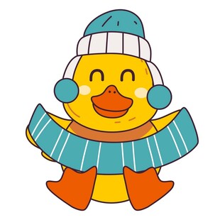 戴帽围巾小黄鸭卡通形象