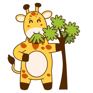 长颈鹿快乐吃树叶