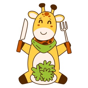 可爱长颈鹿用餐插画
