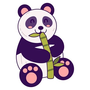 可爱熊猫抱竹子
