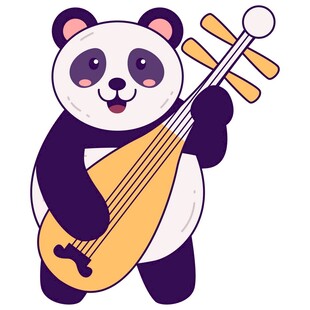 弹琵琶的可爱熊猫