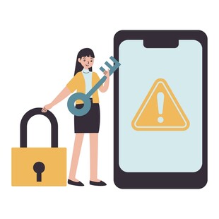 女子持琴与手机安全警示