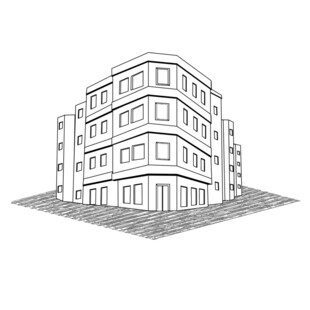 简约线条风多层建筑图