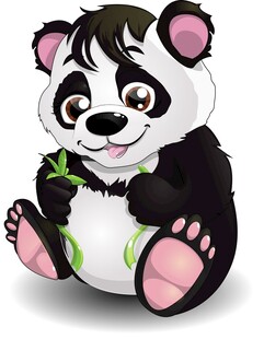 可爱熊猫抱竹憨态可掬