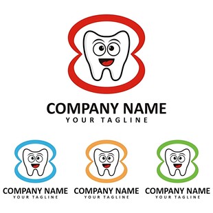 可爱牙齿标志设计示例