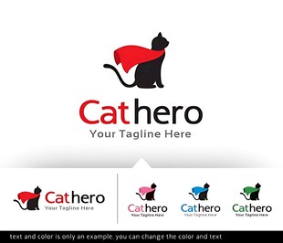 猫咪英雄标志设计