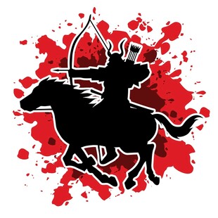 骑马射箭勇士剪影