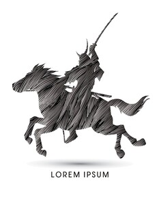 骑马武士英勇驰骋瞬间