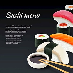寿司菜单展示色彩缤纷美味