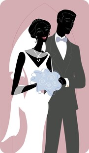 新婚夫妇剪影浪漫时刻