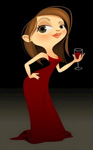 红衣女子优雅持酒杯