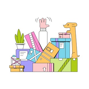 堆满杂物的办公角落