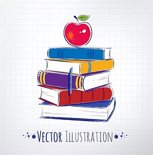 书籍上的苹果插画
