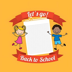 开学啦孩子与空白计划纸