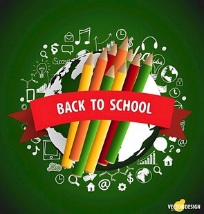 返校季彩色铅笔创意插画