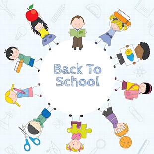 开学啦卡通插画素材