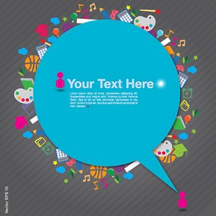 多彩卡通元素对话气泡框