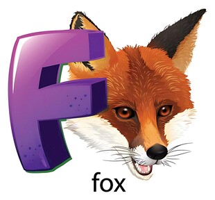 字母F与可爱狐狸形象