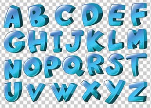立体蓝色英文字母字体