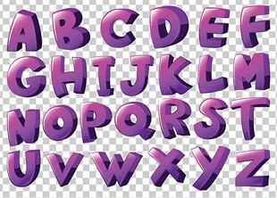 紫色立体英文字母展示