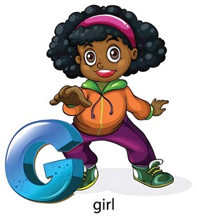 可爱黑人女孩与字母G