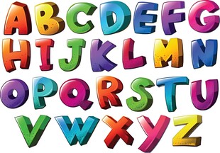 彩色立体英文字母展示