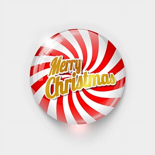 圣诞主题红白条纹徽章