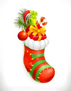 圣诞袜内装满节日礼物