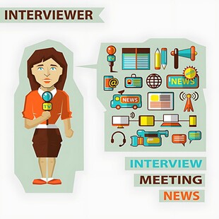 女性面试官与面试相关元素