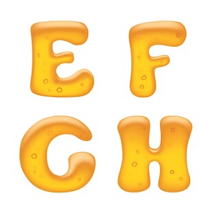 橙色立体字母EFGH