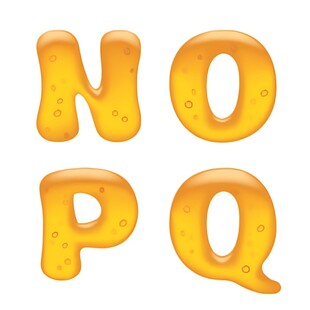 橙黄色果冻质感字母NO PQ