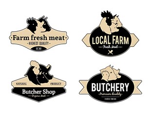农场肉类品牌标识集合