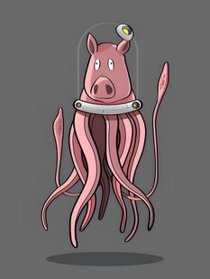 猪头章鱼卡通形象设计