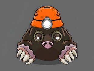 戴头盔的可爱鼹鼠形象